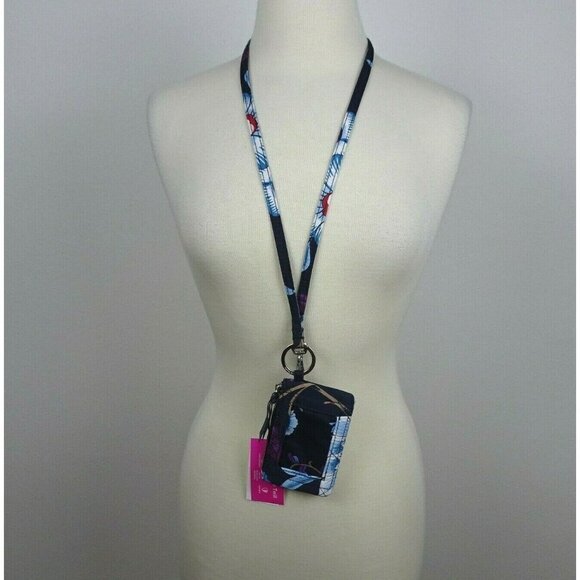 Vera Bradley MAYFAIR in BLOOM Zip ID Card Case & Lanyard Holder Water Repellant - Picture 3 of 12